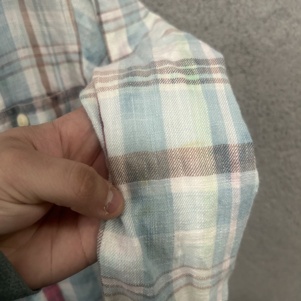 Polo Ralph Lauren Shirt Mens Large White‎ Pink Blue Plaid Classic Fit Pockets - Picture 8 of 11
